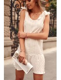 Creamy, tie-on-the-shoulder, striped summer dress PR3203 - Online store - Boutique